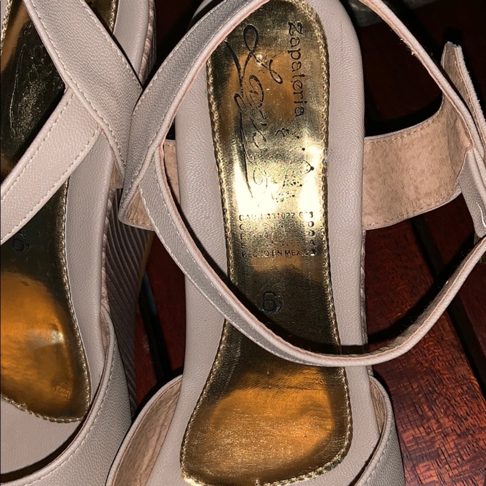 Mexican Cream Leather Wedge Sandals Handmade👠🌺 - Picture 8 of 8